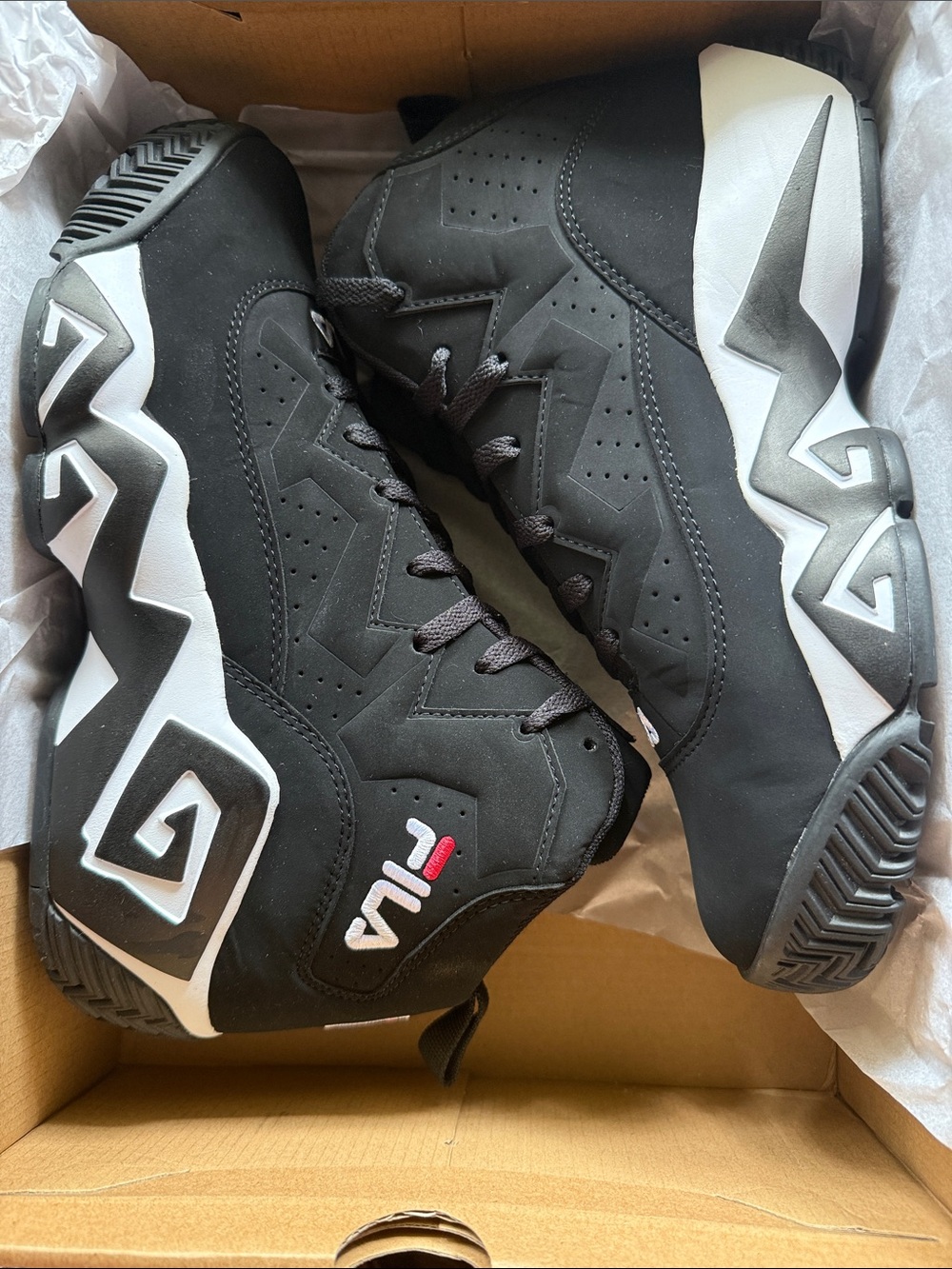 FILA Black and White Men’s High-Top Athletic Basketball Shoes